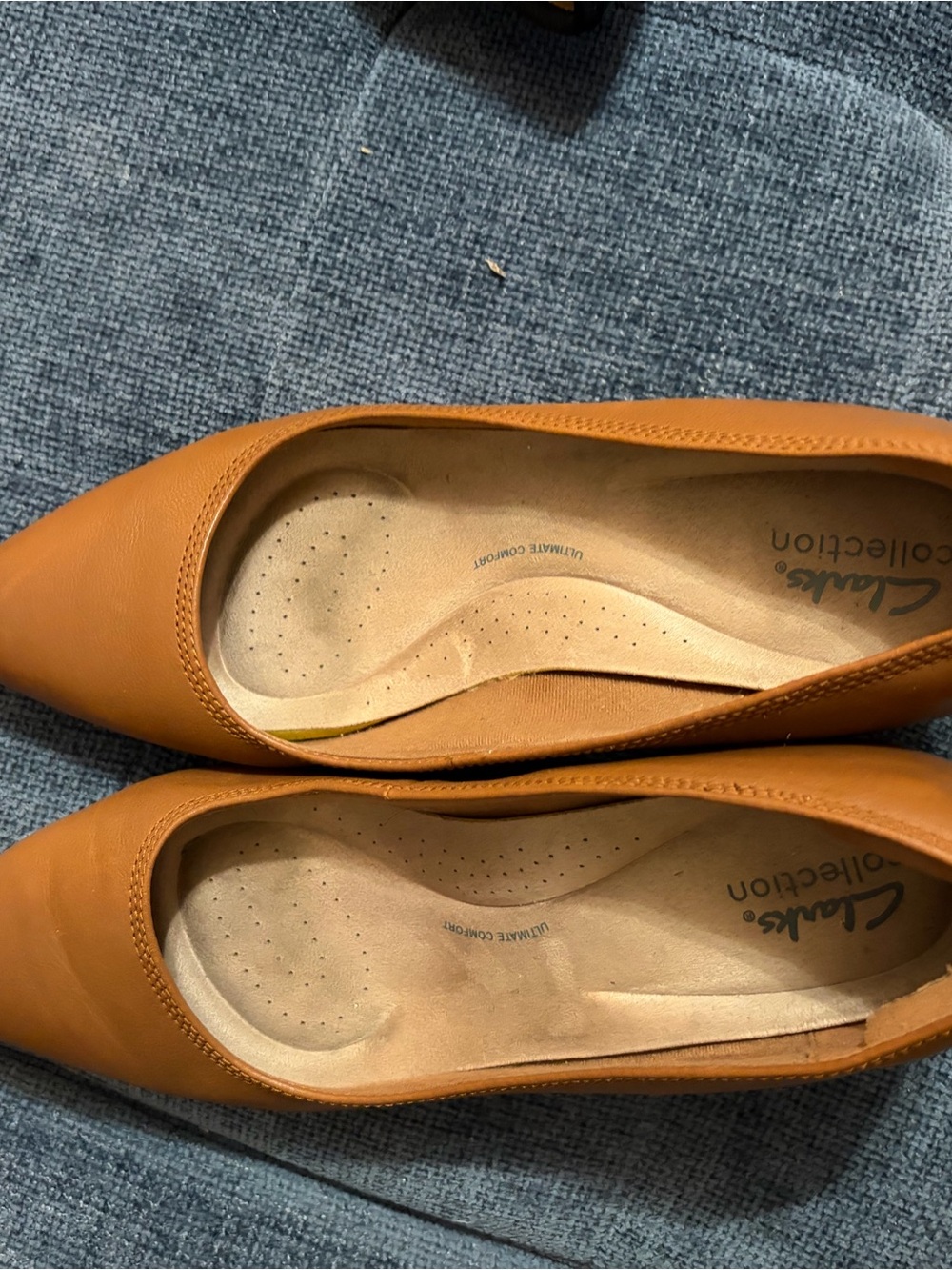Clarks Tan Leather Pointed-Toe Heels